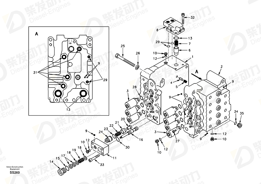 VOLVO Valve SA7273-10140 Drawing