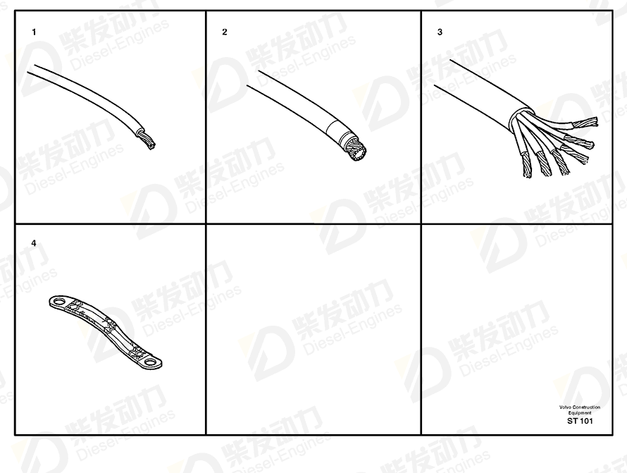 VOLVO Electric cable 970675 Drawing