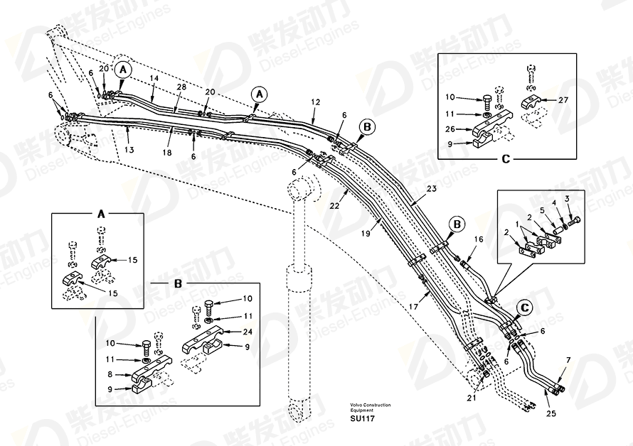 VOLVO Hose assembly SA9452-06236 Drawing VOLVO Hose assembly SA9452-06236 Drawing