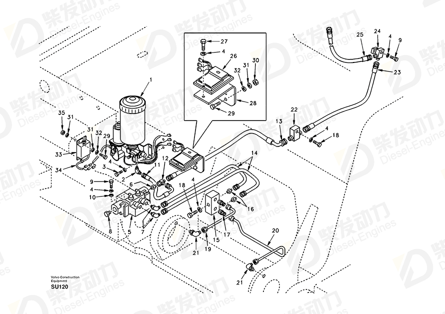 VOLVO Hose assembly SA9451-03715 Drawing