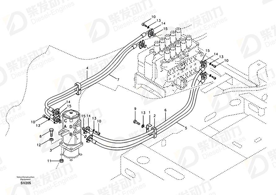 VOLVO Hose 14880724 Drawing