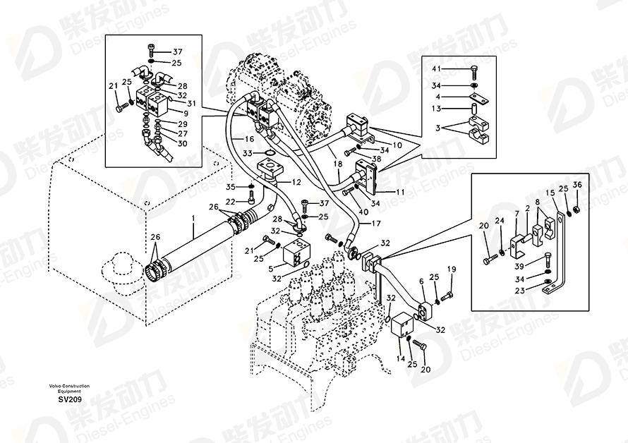 VOLVO Hose assembly 14880061 Drawing VOLVO Hose assembly 14880061 Drawing
