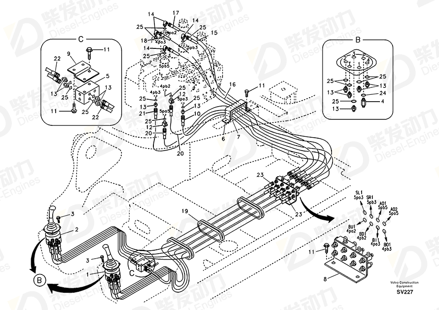 VOLVO Remote control valve 14510419 Drawing
