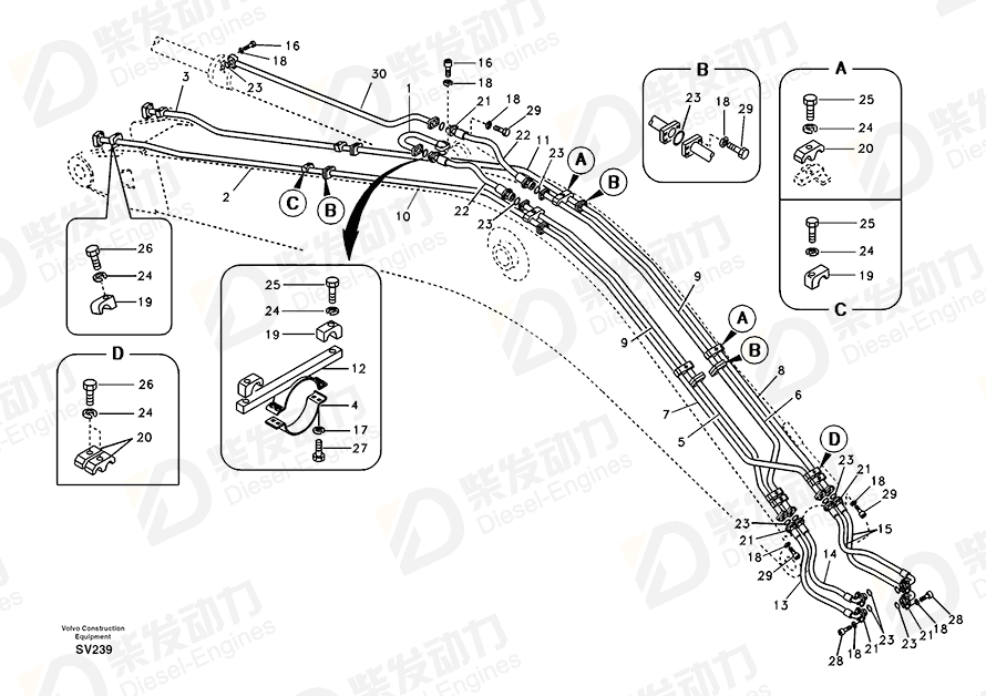VOLVO Hose assembly 14880112 Drawing VOLVO Hose assembly 14880112 Drawing
