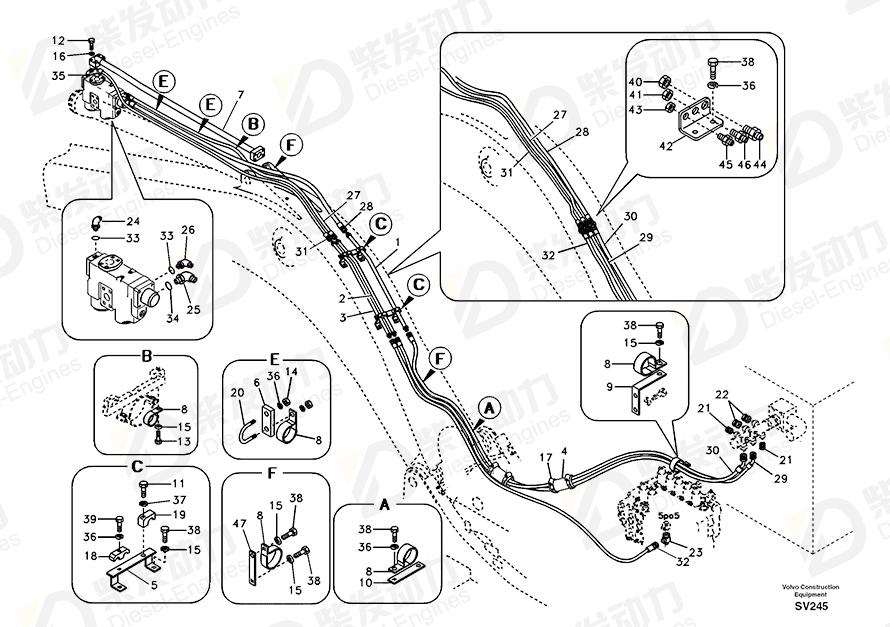 VOLVO Hose assembly SA9452-05286 Drawing VOLVO Hose assembly SA9452-05286 Drawing