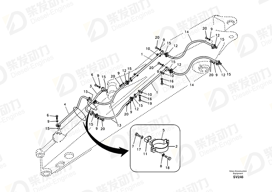 VOLVO Hose SA9495-17633 Drawing VOLVO Hose SA9495-17633 Drawing