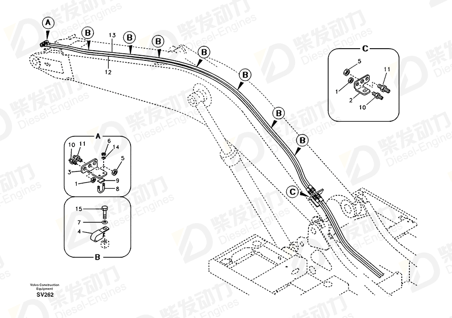 VOLVO Hose assembly SA9466-03644 Drawing VOLVO Hose assembly SA9466-03644 Drawing