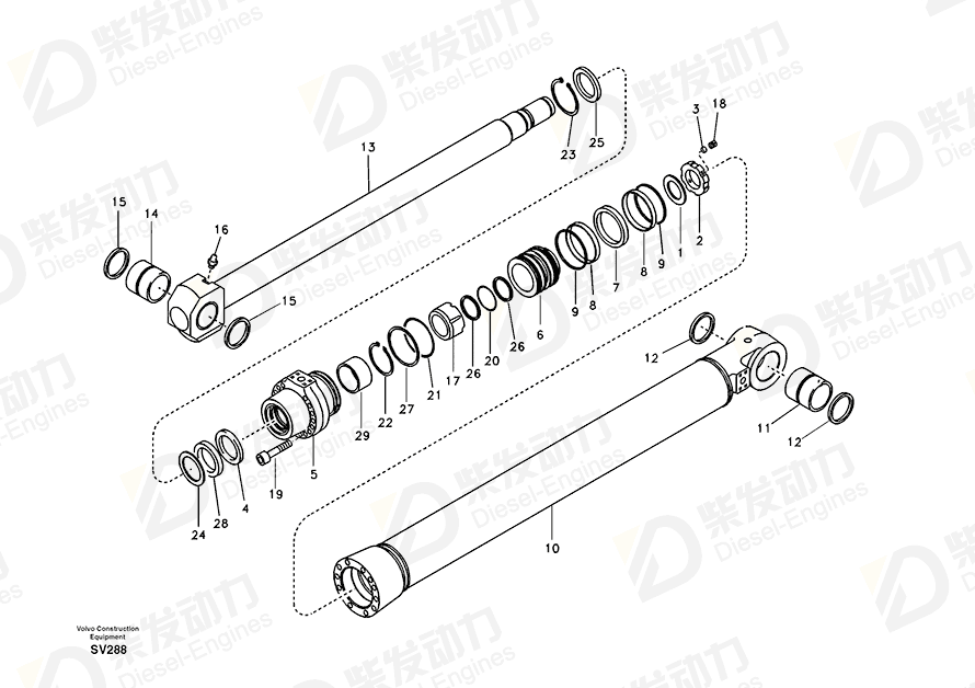 VOLVO Bucket cylinder 14561138 Drawing VOLVO Bucket cylinder 14561138 Drawing