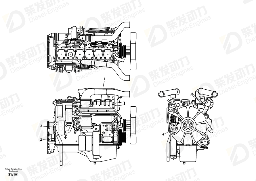 VOLVO Bearing housing 11129054 Drawing