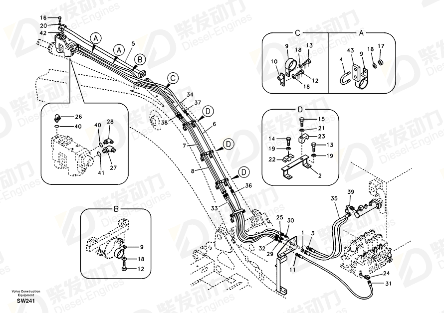 VOLVO Hose assembly SA9451-03617 Drawing VOLVO Hose assembly SA9451-03617 Drawing