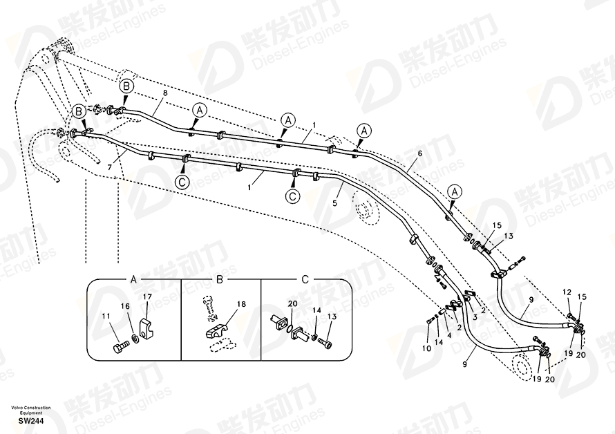 VOLVO Pipe 14505446 Drawing