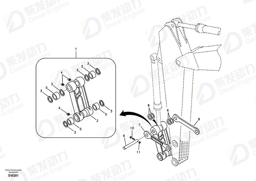 VOLVO Connecting rod 14536908 Drawing VOLVO Connecting rod 14536908 Drawing