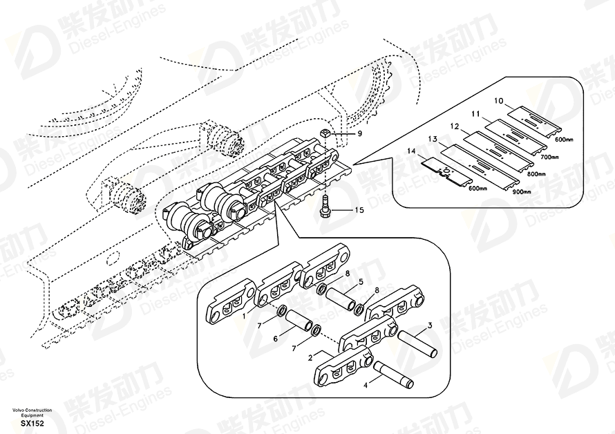 VOLVO Track chain SA1182-01080 Drawing