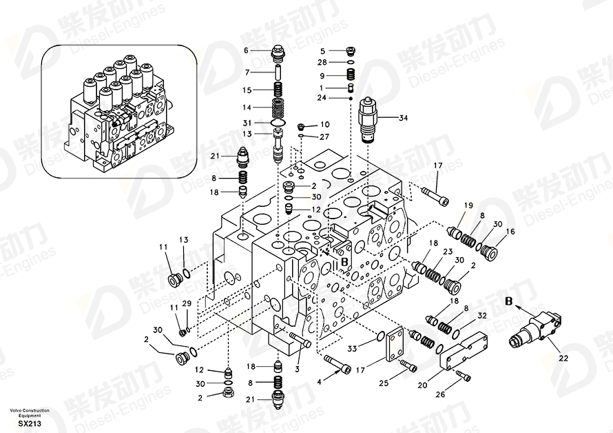 VOLVO Relief valve SA8230-36590 Drawing