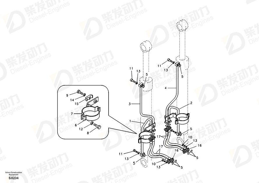 VOLVO Clamp SA1174-58150 Drawing