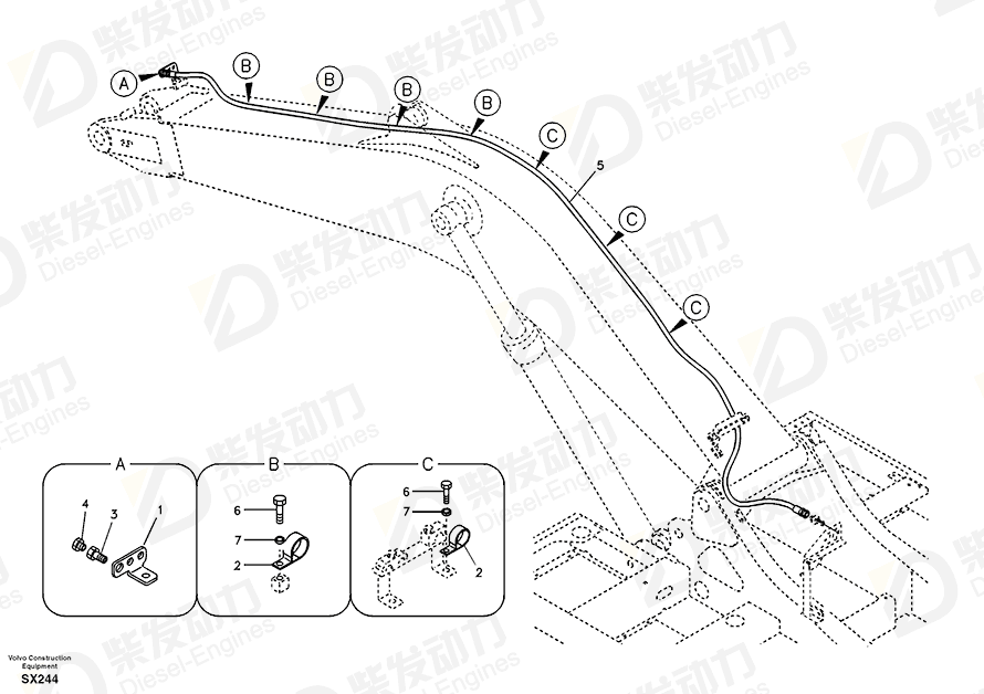 VOLVO Hose assembly SA9466-04352 Drawing VOLVO Hose assembly SA9466-04352 Drawing
