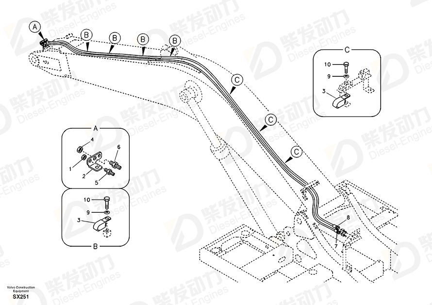 VOLVO Hose assembly SA9466-02652 Drawing VOLVO Hose assembly SA9466-02652 Drawing