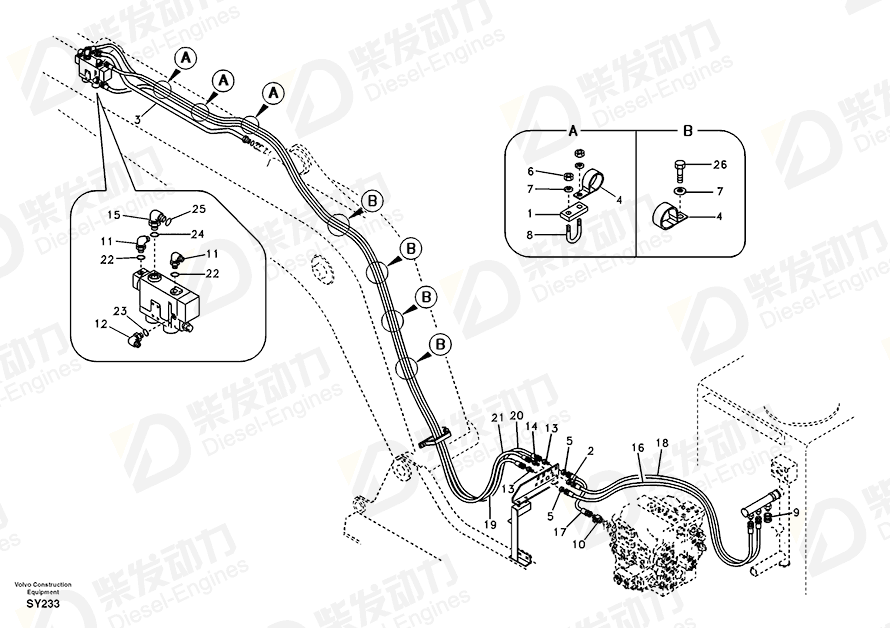 VOLVO Hose assembly SA9466-03238 Drawing VOLVO Hose assembly SA9466-03238 Drawing