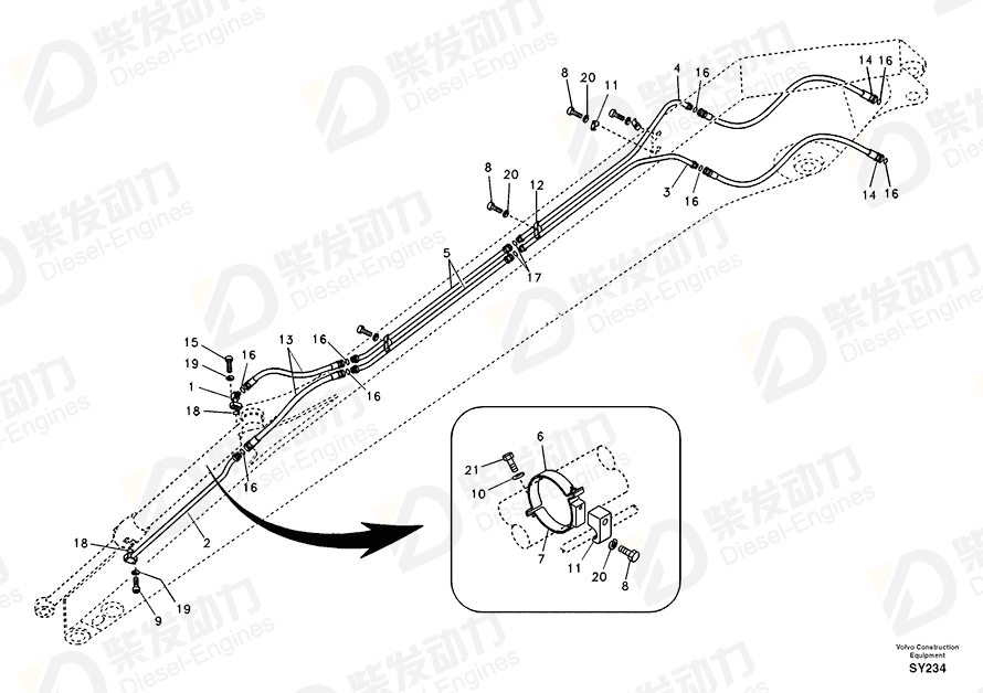 VOLVO Pipe SA1174-51600 Drawing