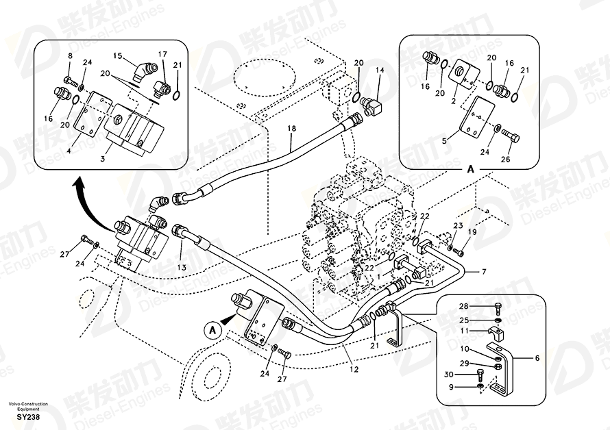 VOLVO Hose assembly SA9453-07221 Drawing