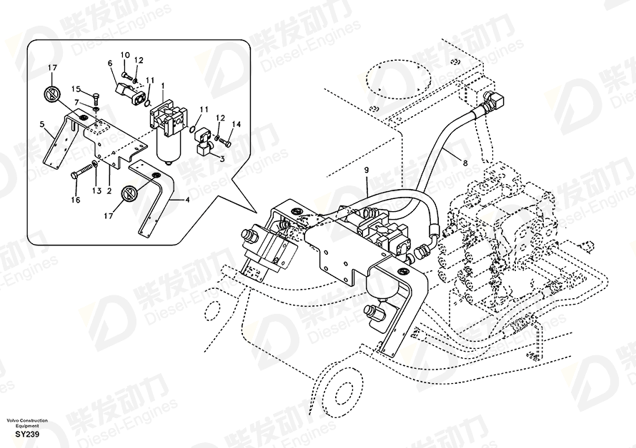 VOLVO Hose assembly SA9452-07213 Drawing