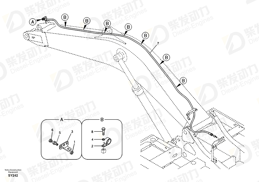 VOLVO Hose SA9466-04356 Drawing VOLVO Hose SA9466-04356 Drawing