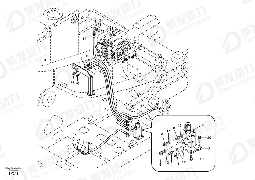 VOLVO Hose assembly SA9451-03533 Drawing VOLVO Hose assembly SA9451-03533 Drawing