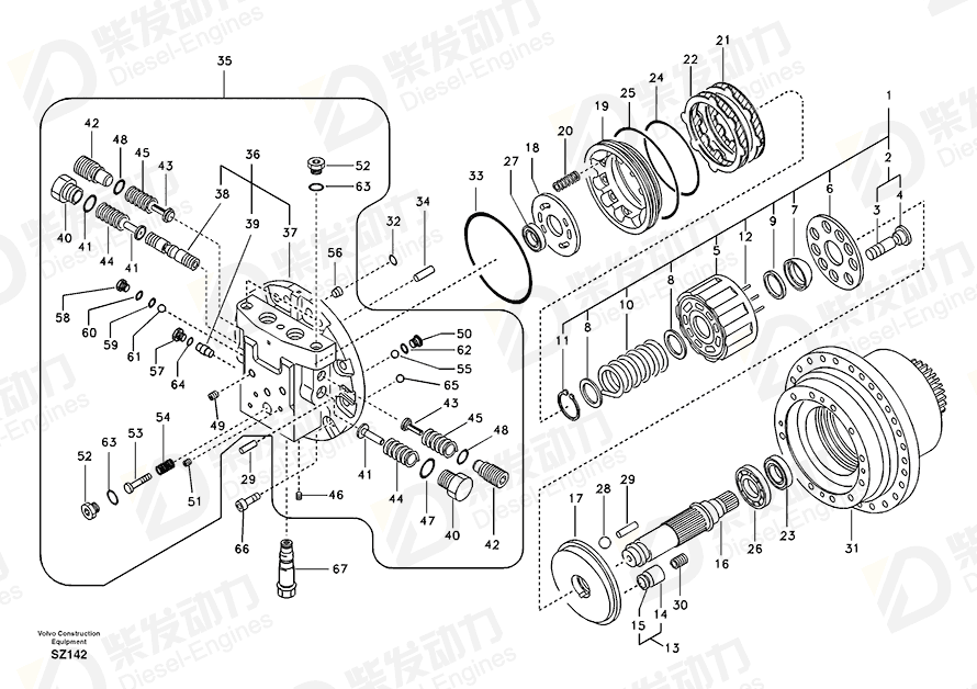 VOLVO Spindle SA8230-21800 Drawing