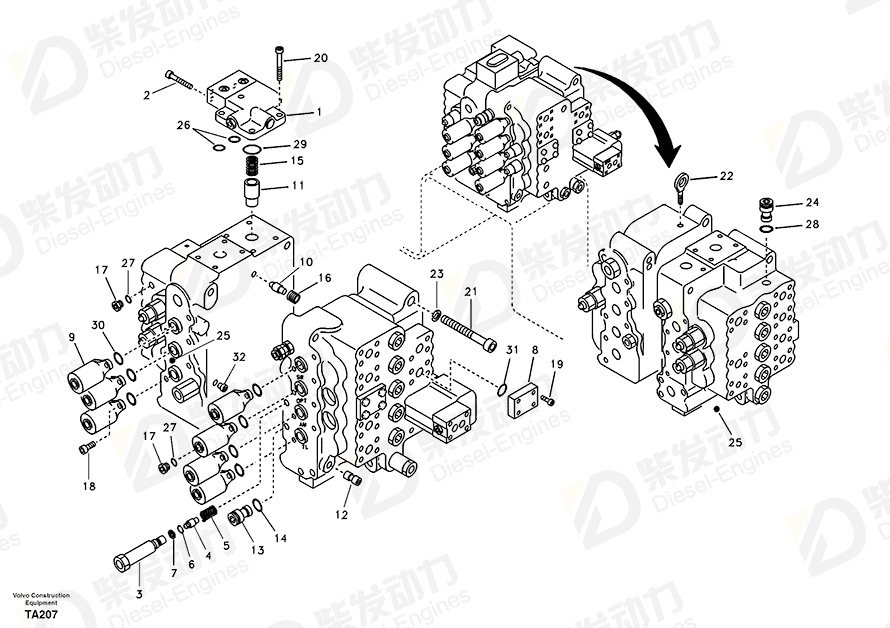 VOLVO Control valve 14532821 Drawing