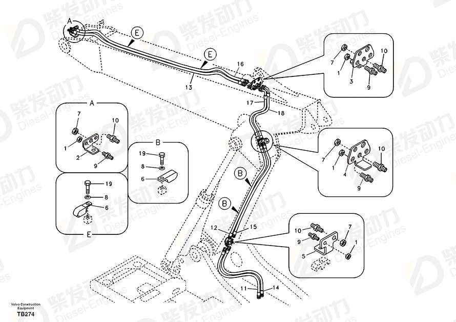 VOLVO Hose assembly SA9451-03628 Drawing