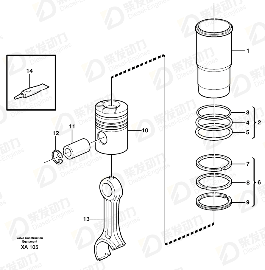 VOLVO piston ring 276949 Drawing VOLVO piston ring 276949 Drawing