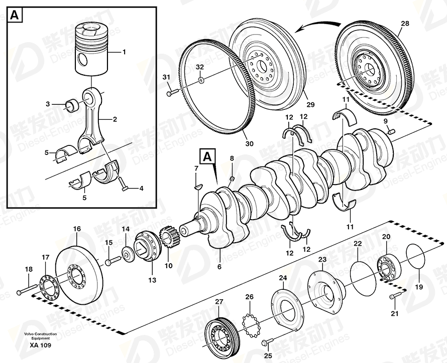 VOLVO Main bearing kit 20578628 Drawing