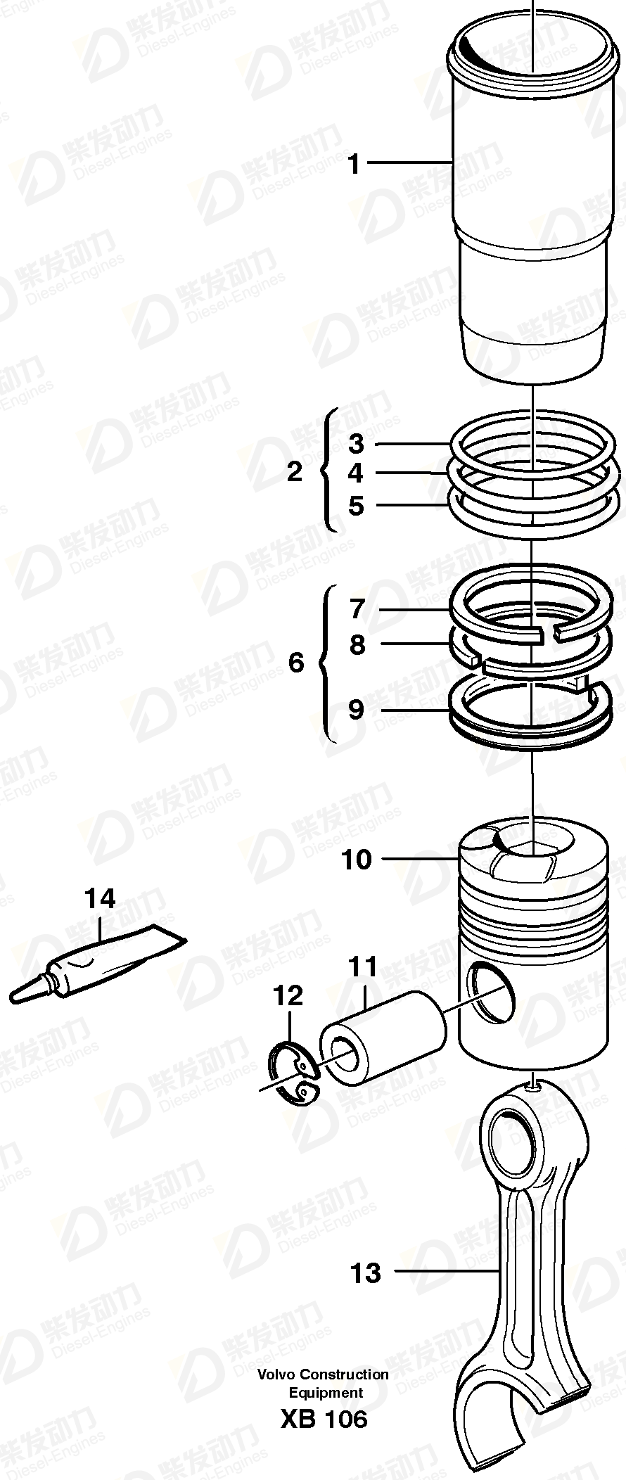 VOLVO Gudgeon pin 8194586 Drawing VOLVO Gudgeon pin 8194586 Drawing