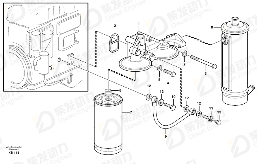 VOLVO Oil pressure pipe, piston cooling 422819 Drawing