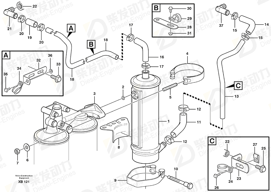 VOLVO Oil pipe 11031488 Drawing