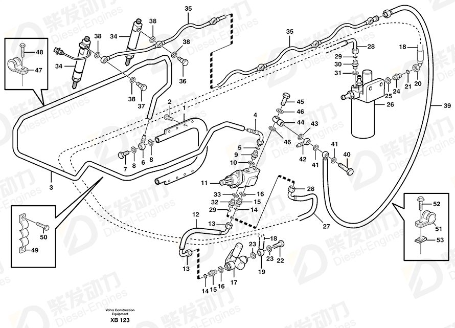 VOLVO Fuel hose 11129007 Drawing